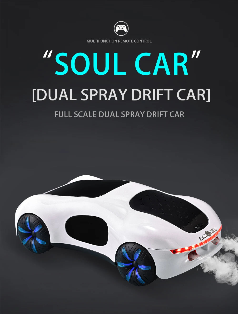 Gesture Sensor Toy Car, with Light Spray, 360 ° Rotation and Horizontal Movement, Birthday Gift Toy Car for Boys Aged 6-12