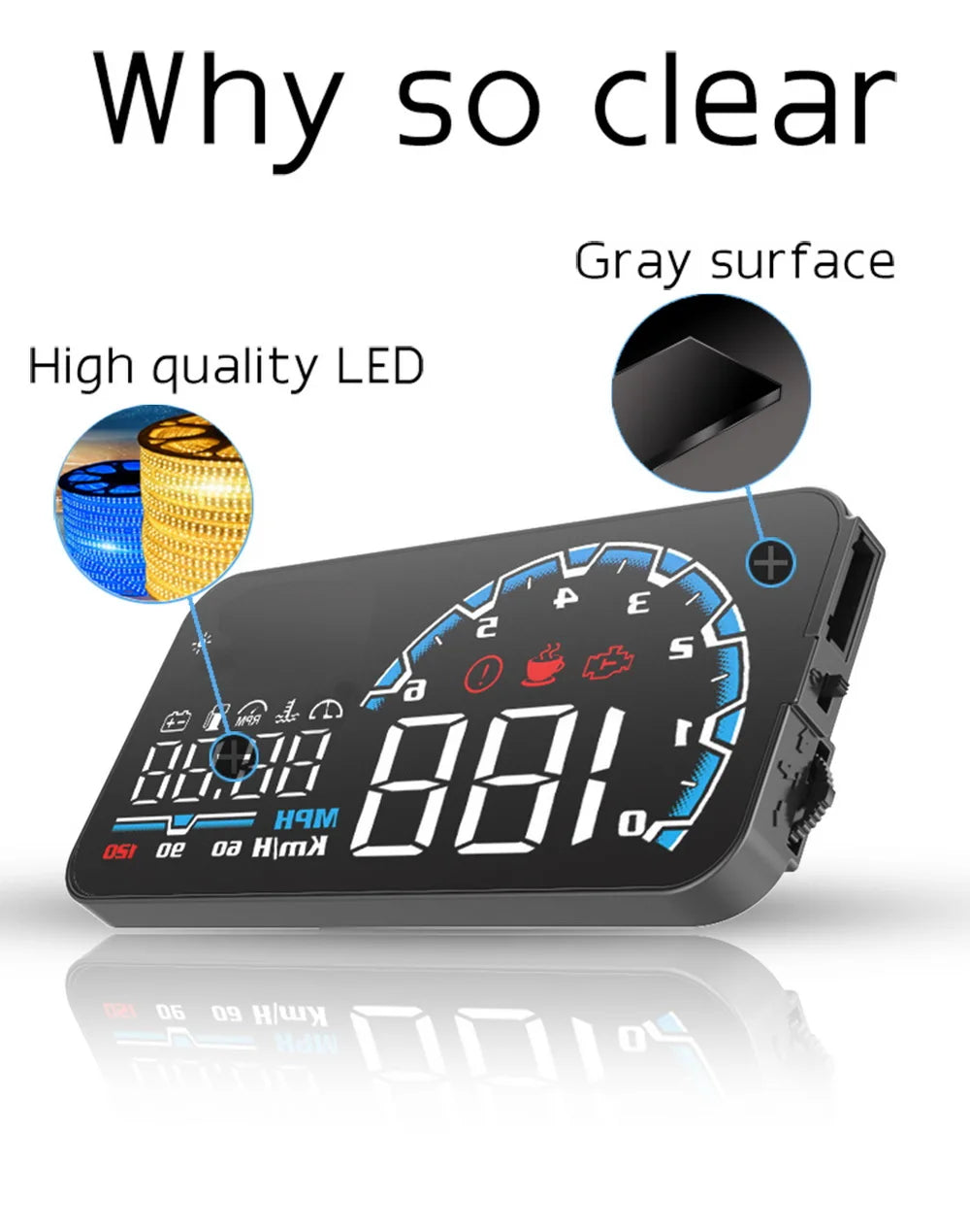 Vjoycar VH300 Car HUD 5.5' Head Up Display OBD II EUOBD Windshield Speedometer Projector Car electronics Overspeed Voltage Alarm