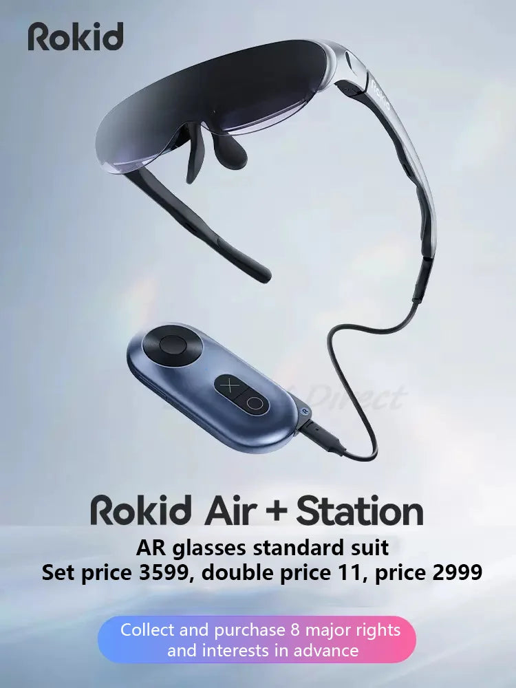 Rokid Air 3D Foldable VR Smart AR Glasses 120" Screen 1080P OLED Dual Display 43°FoV 55PPD Home Game Viewing Device Glasses