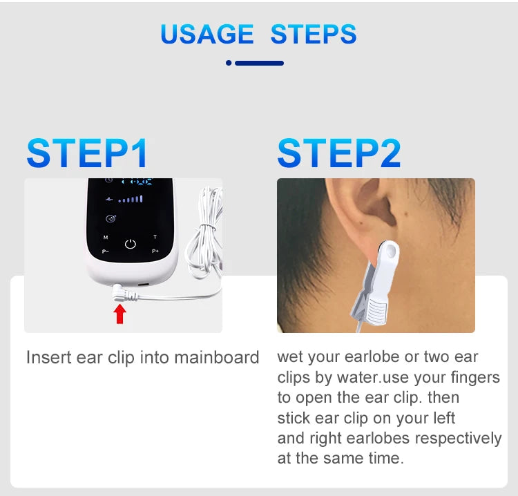 CES Device Brain Electronic Therapy Stimulation Device Massage Ear Clip Electrode Sleep Insomnia Cure