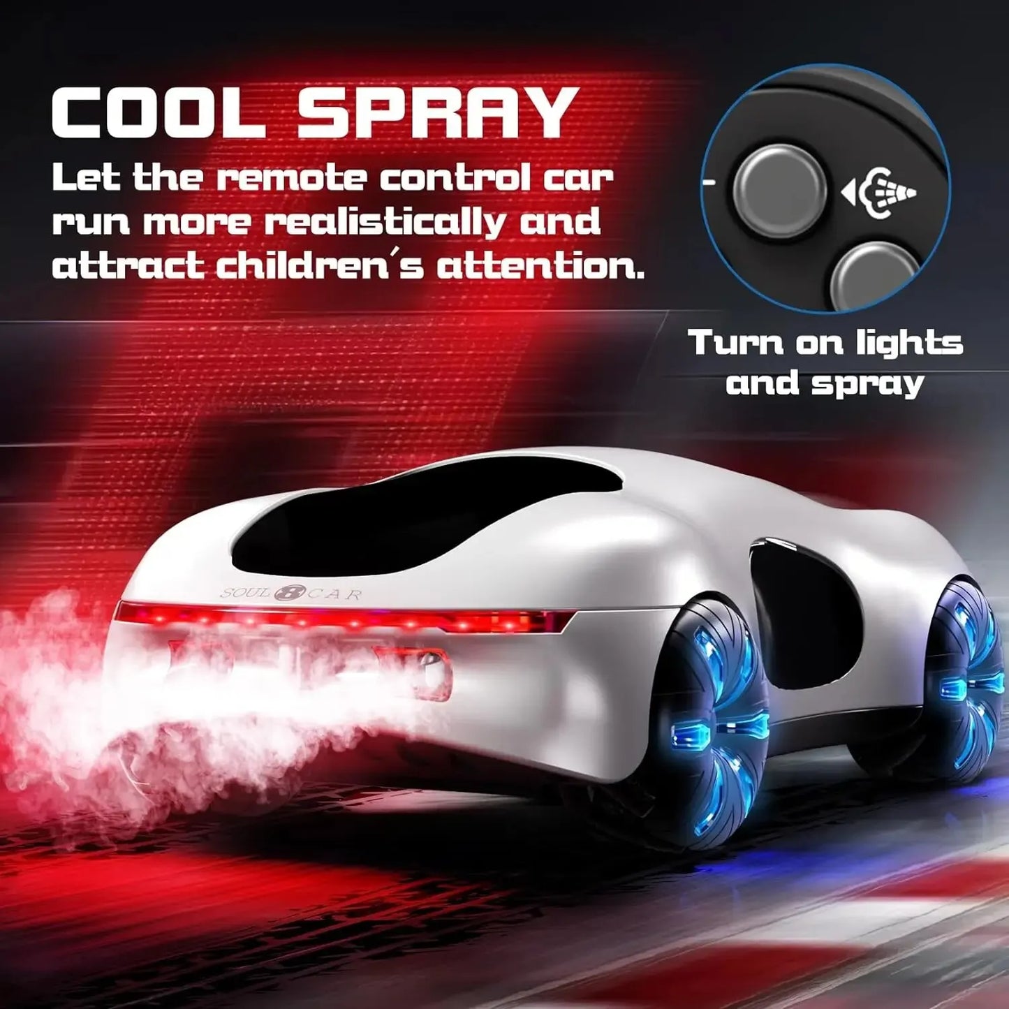 Gesture Sensor Toy Car, with Light Spray, 360 ° Rotation and Horizontal Movement, Birthday Gift Toy Car for Boys Aged 6-12