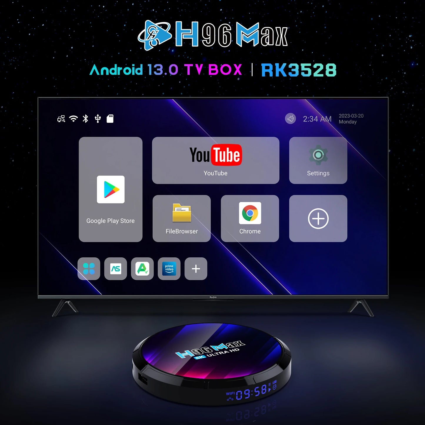 Android TV Box H96MAX RK3528 Android Box Support 2.4G/5.8G WiFi6 BT5.0 4K Video Set Top TV Box Decode And Play 8K 24Fps