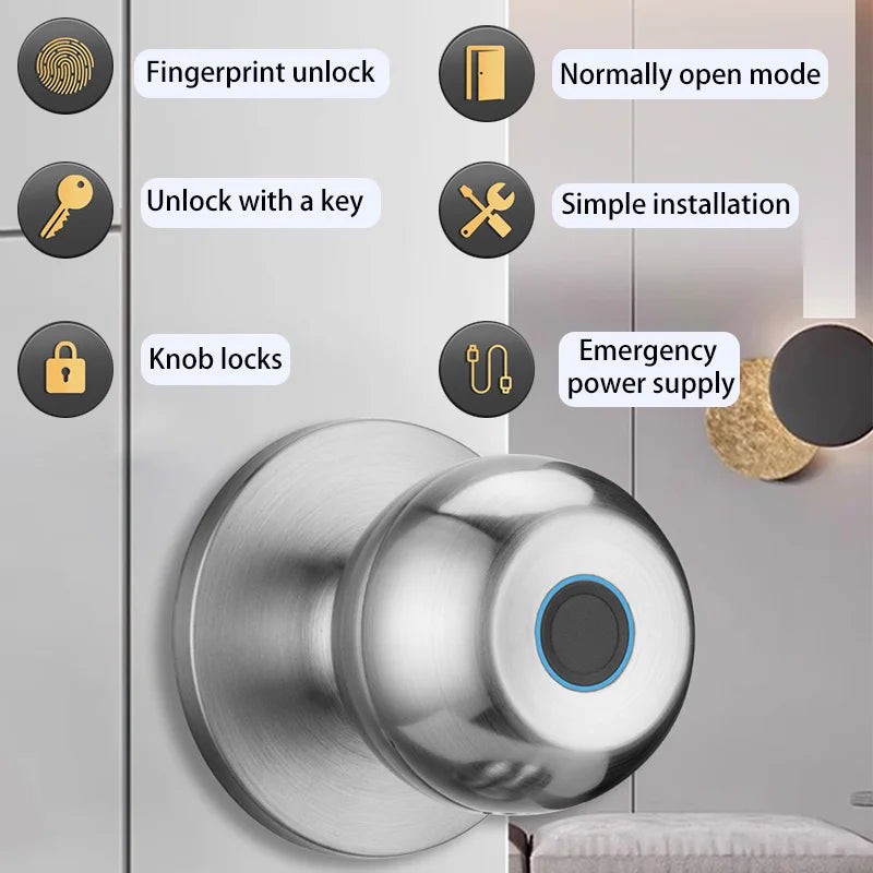 Tuya App Fingerprint Smart Lock with Bluetooth Digital Door Lock Keyless Entry Home House Apartment